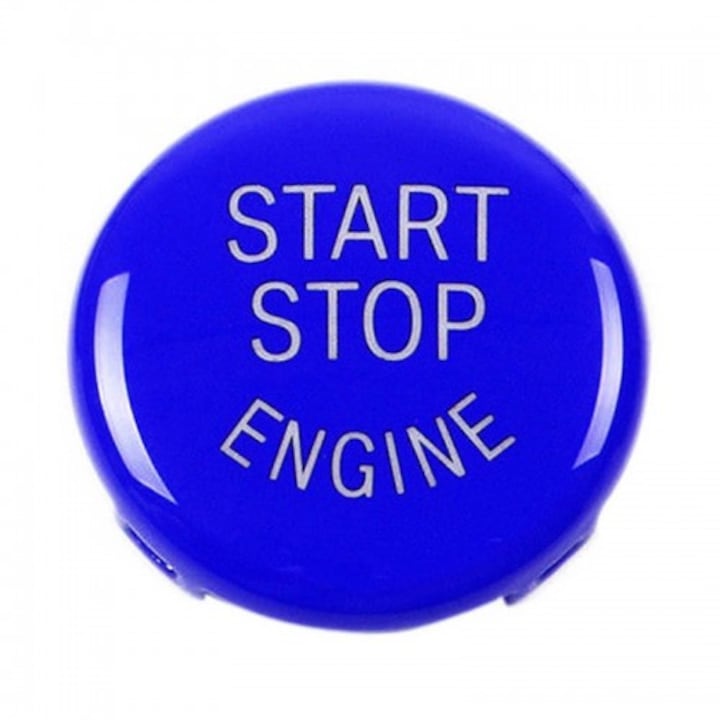 Indító gomb, START/STOP gomb dísz, dekor BMW X1, X5, X6, Z4,1, 3, 5, X, E87, E89, E90, E91, E92, E93, E60, E51, E70, E71 kék színben