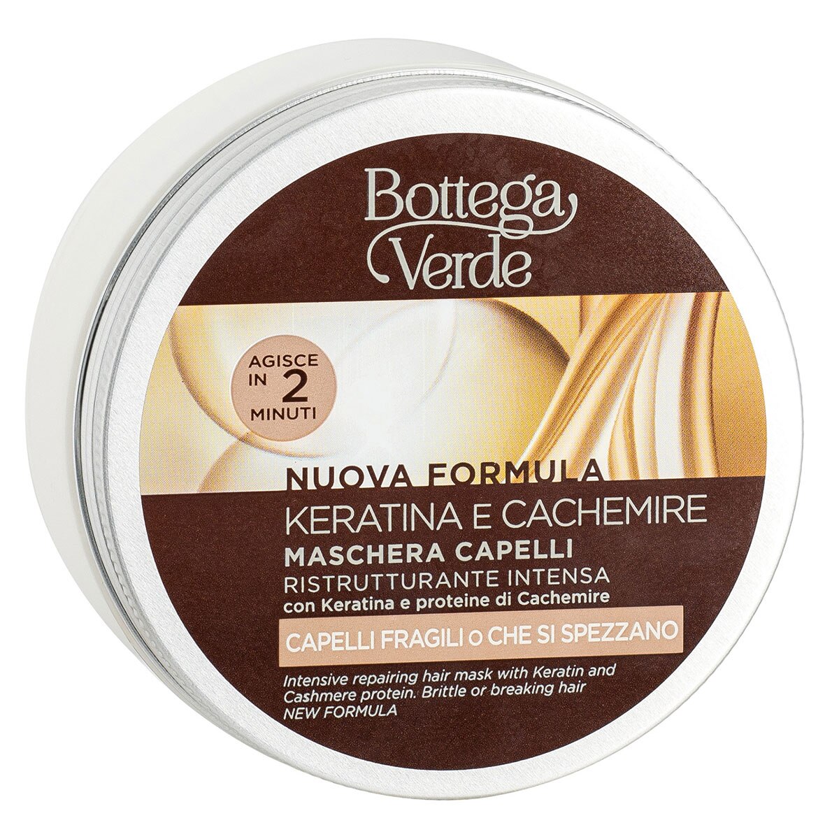 Masca de par, cu efect de restructurare, cu proteine, keratina si casmir - Keratina e Cachemire, 200 ML, Bottega Verde