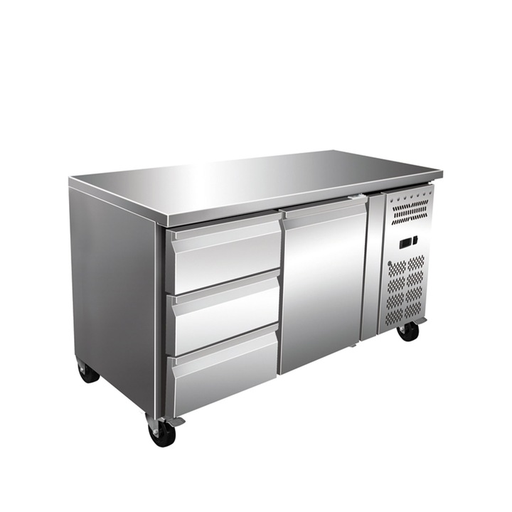 Masa rece, 1 usa si 3 sertare, capacitate 314 litri, dimensiuni 1360x700x860mm