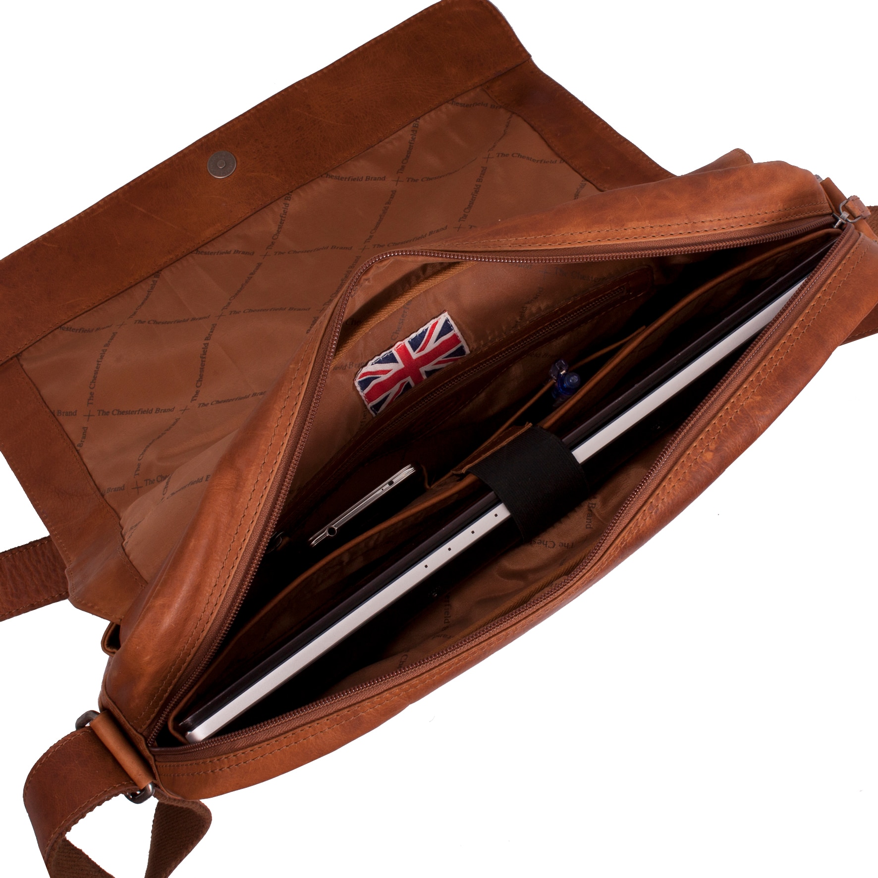 Geanta pentru laptop de 15,4 inch, The Chesterfield Brand din piele naturala maro coniac, Richard