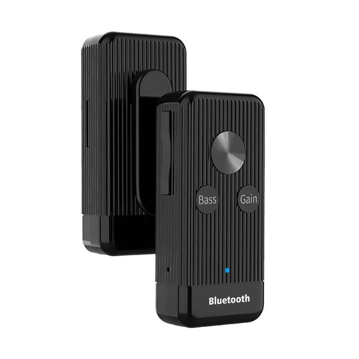 Bluetooth 5.0 audio adó adapter, basszus mód gombbal, beépített mikrofon és TF kártya bement
