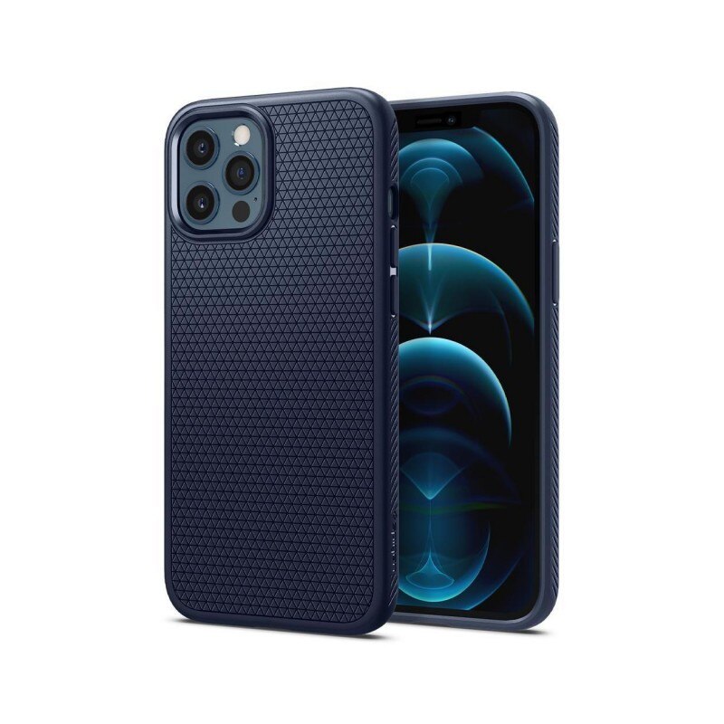 Husa Premium Originala Spigen Liquid Air iPhone 12 / 12 Pro, Silicon, Albastru