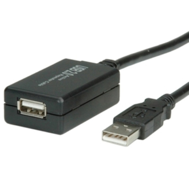 Cablu date, Roline, USB 2.0 A - A, 12m, M/F