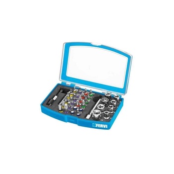 Set profesional biti si chei tubulare, Fervi 0404, 1/4 Set profesional biti si chei tubulare, Fervi 0404, 1/4