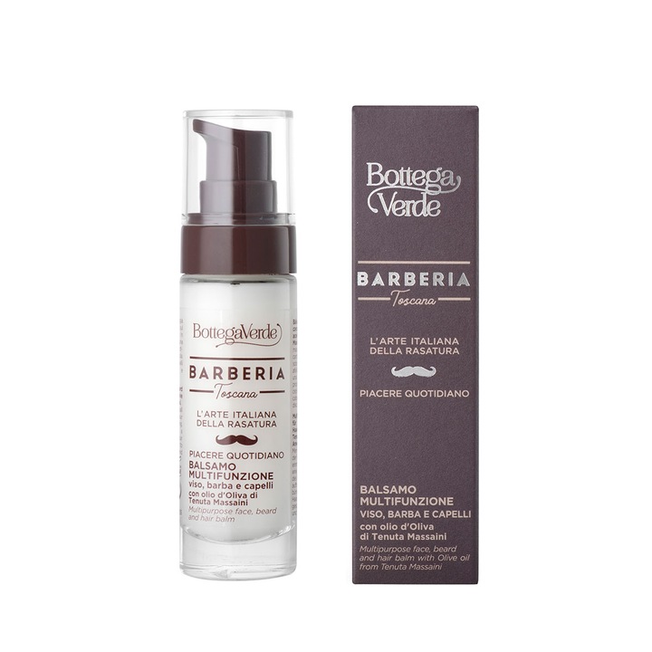 Balsam pentru fata si barba cu ulei de masline de la Domeniul Massaini - Barberia Toscana, 30 ML, Bottega Verde