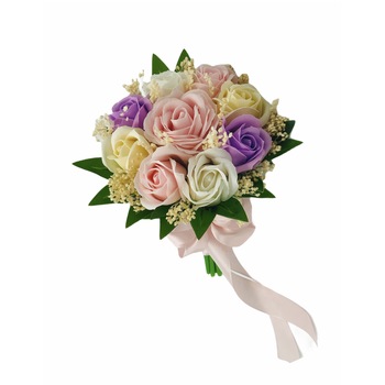 Buchet flori personalizabil, Eventissimi, 9 trandafiri si floarea miresei, multicolor Buchet flori personalizabil, Eventissimi, 9 trandafiri si floarea miresei, multicolor