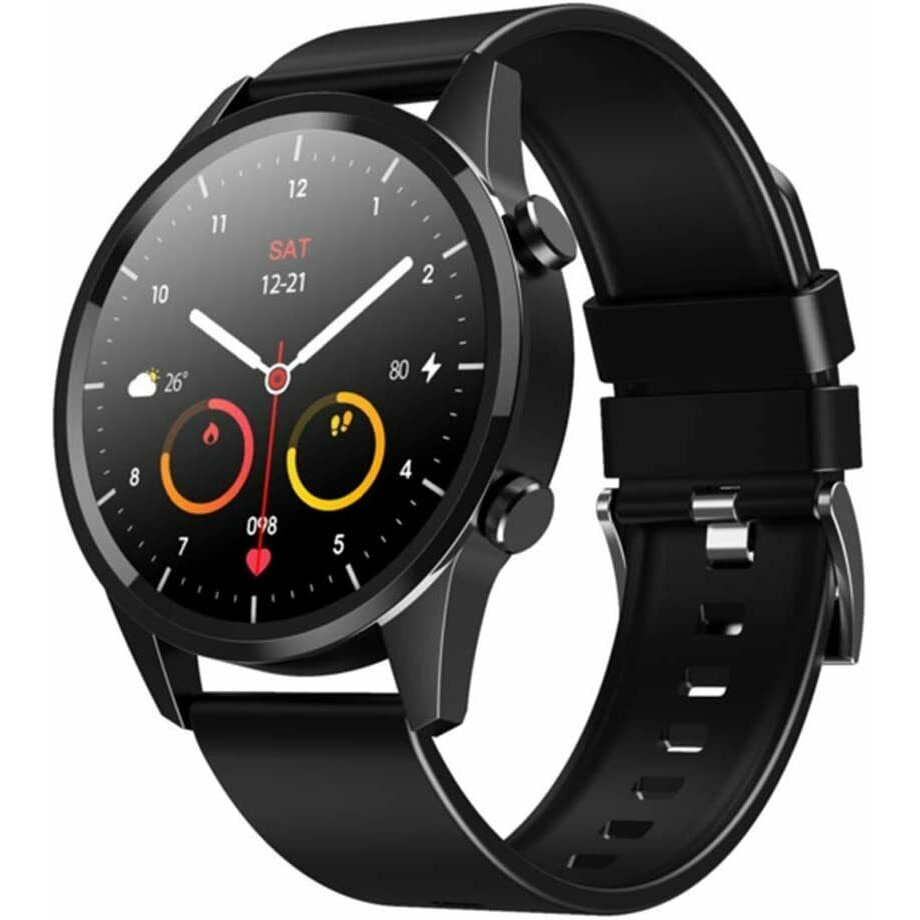 Ceas smartwatch F35, negru, ecran de ceas personalizat, full OLED display ,orognoza meteo ,monitor de tensiune arteriala, raspunzand la apeluri, monitor de ritm cardiac, de oxigen din sange, pedometru, IP67, android IOS