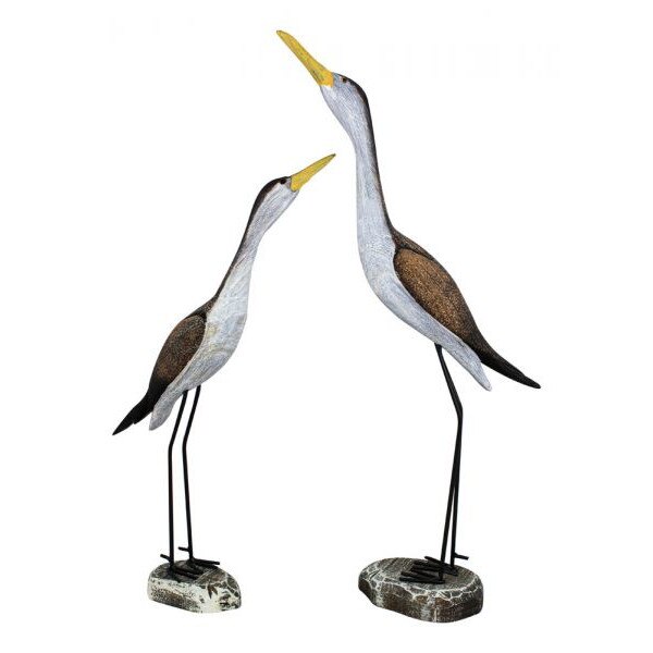 Set 2 pasari marine, lemn pictat, H 45/54cm