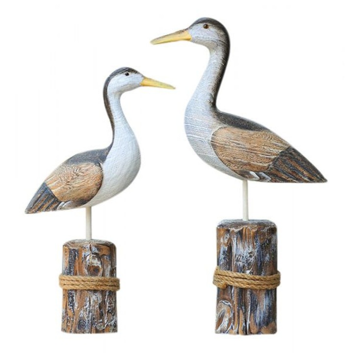 Set 2 pasari marine, lemn pictat, H 30/36cm