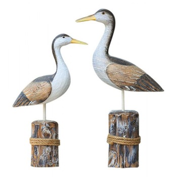 Set 2 pasari marine, lemn pictat, H 30/36cm Set 2 pasari marine, lemn pictat, H 30/36cm