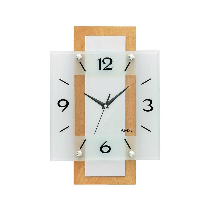 Ceas de perete AMS 5507, Quartz, Silber, Analogic, Modern