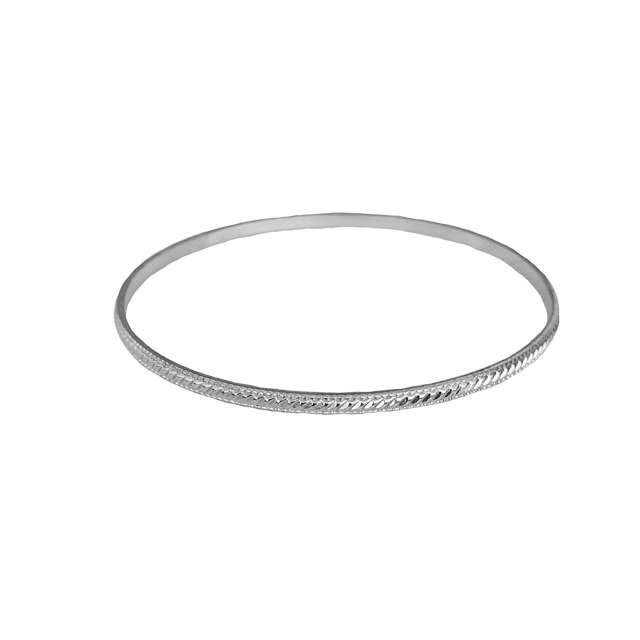Bratara rotunda subtire dama, argintie, 6.7 cm diametru