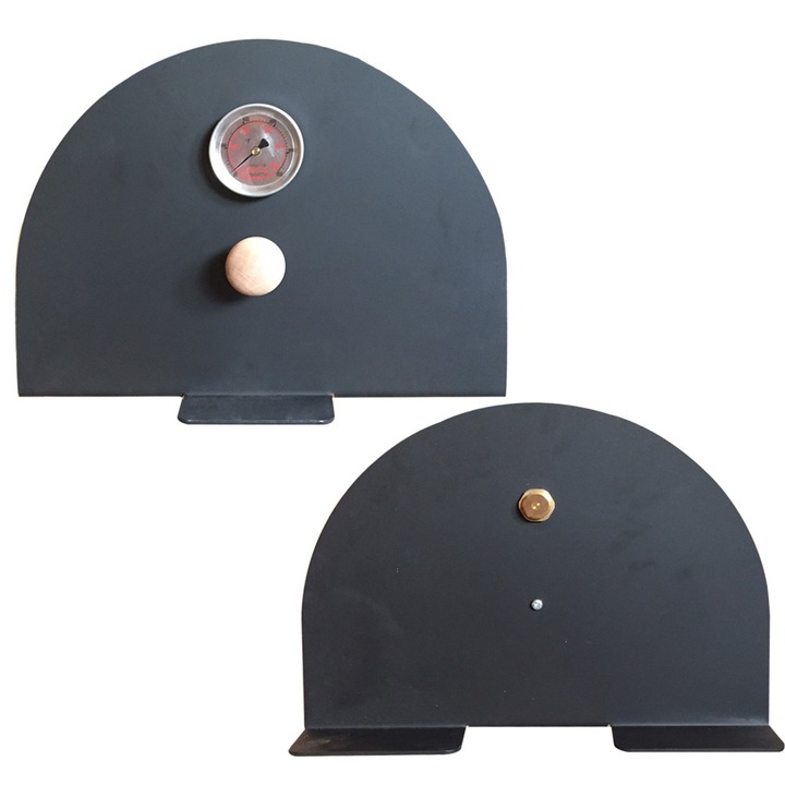 Usa cuptor pentru exterior, Vitcas, Metal/Lemn, Termometru incorporat, Rezistenta 500° C - 932° C, Negru