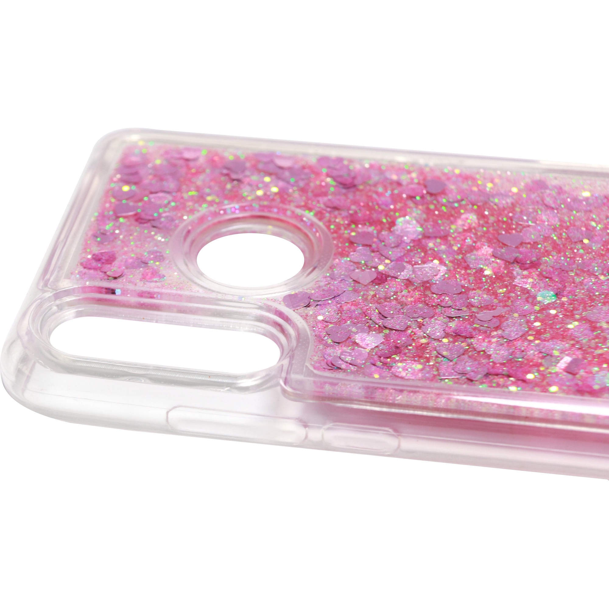 Husa compatibila cu Huawei P30 Lite cu Apa si Sclipici, Lichid si Glitter, Fashion Luxury, Roz