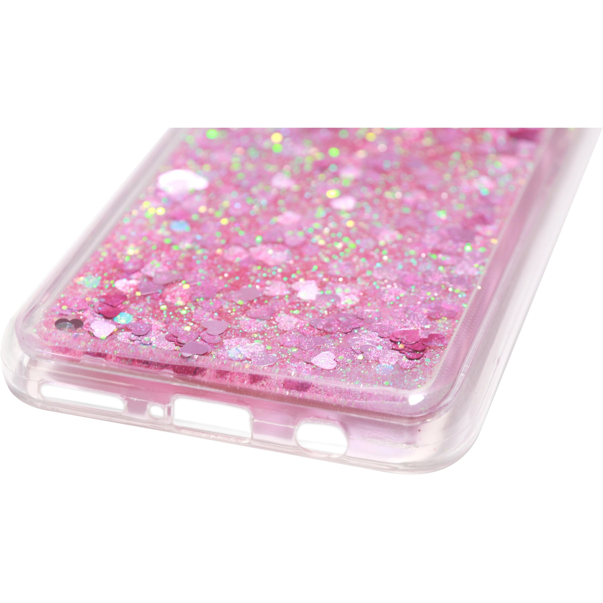 Husa compatibila cu Huawei P30 Lite cu Apa si Sclipici, Lichid si Glitter, Fashion Luxury, Roz