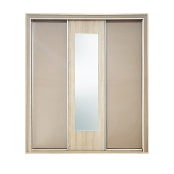 Dulap Barcelona cu trei usi culisante si oglinda, pal sonoma/ capucino , 198 x 66 x 216 cm Dulap Barcelona cu trei usi culisante si oglinda, pal sonoma/ capucino , 198 x 66 x 216 cm