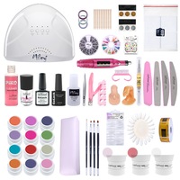 Kit unghii gel Neon Vibes, Lila Rossa NailSchool, cu lampa uv led SunOne + set 12 geluri color + degresant + primer + top + baza + decoratiuni + tipsuri + accesorii