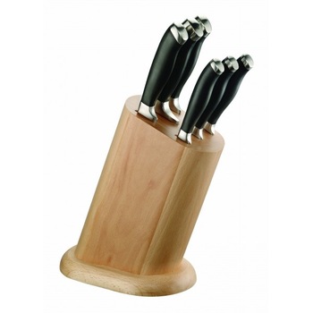 Set 6 cutite de bucatarie cu suport din lemn Set 6 cutite de bucatarie cu suport din lemn