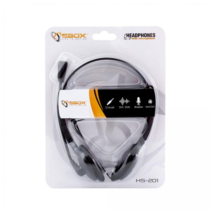 Слушалки с микрофон SBOX HS-201, Omnidirectional, volume контрол