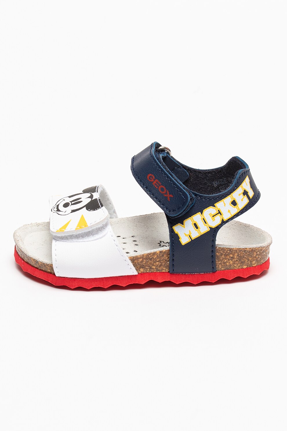 Geox, Sandale de piele ecologica cu imprimeu Minnie Mouse Chalki, Bleumarin/Alb, 22 EU