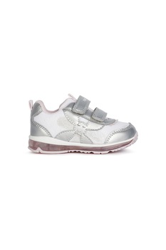 Geox, Pantofi sport din piele ecologica si plasa cu lumini LED, Argintiu/Roz pal, 23 EU Geox, Pantofi sport din piele ecologica si plasa cu lumini LED, Argintiu/Roz pal, 23 EU