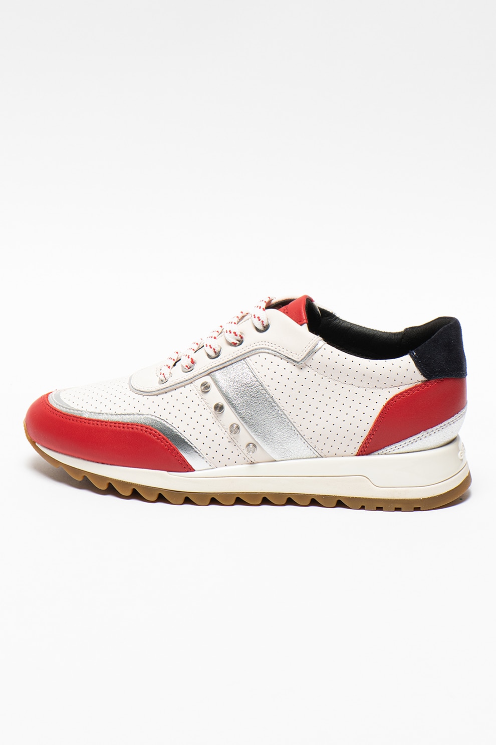 Geox, Pantofi sport de piele cu insertii de piele ecologica Tabelya