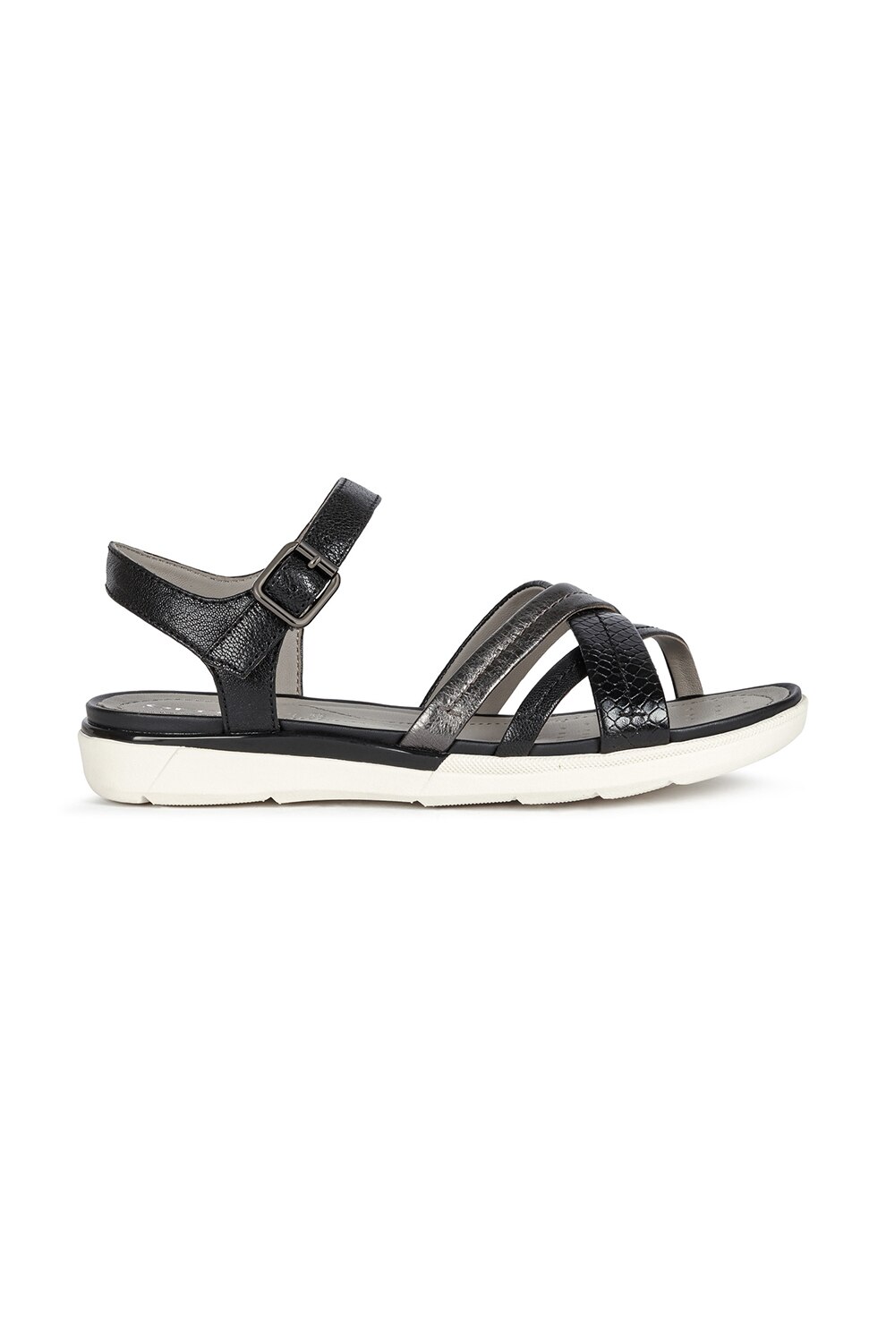 Geox, Sandale din piele cu garnituri cu model de piele de sarpe S.Hiver