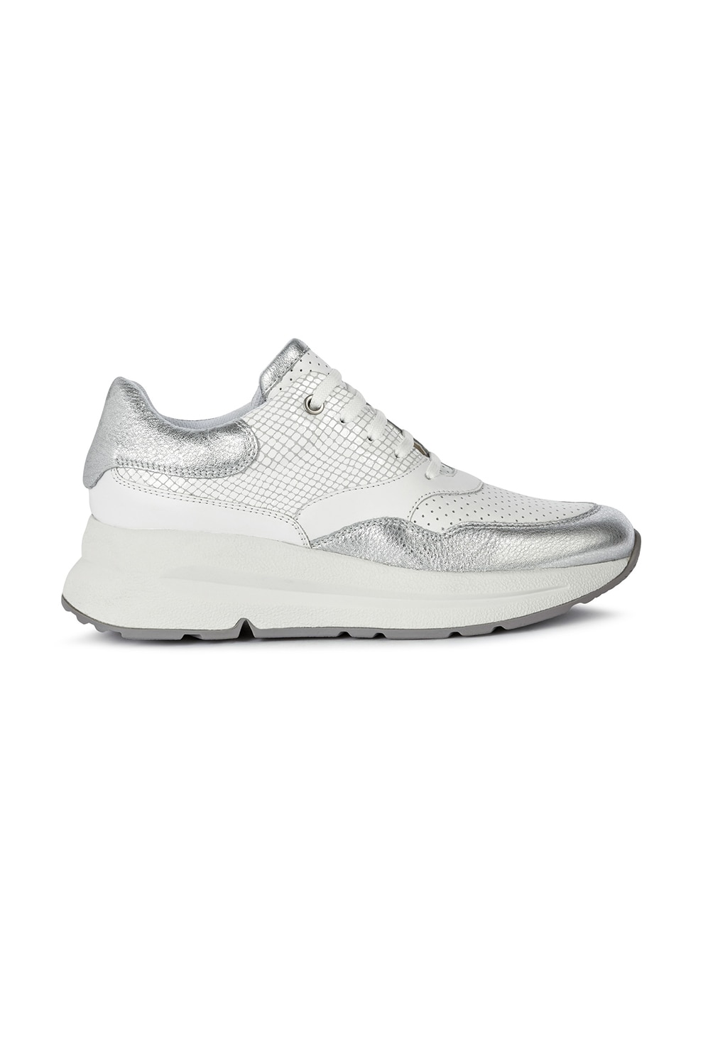 Geox, Pantofi sport cu talpa wedge si garnituri metalizate Backsie