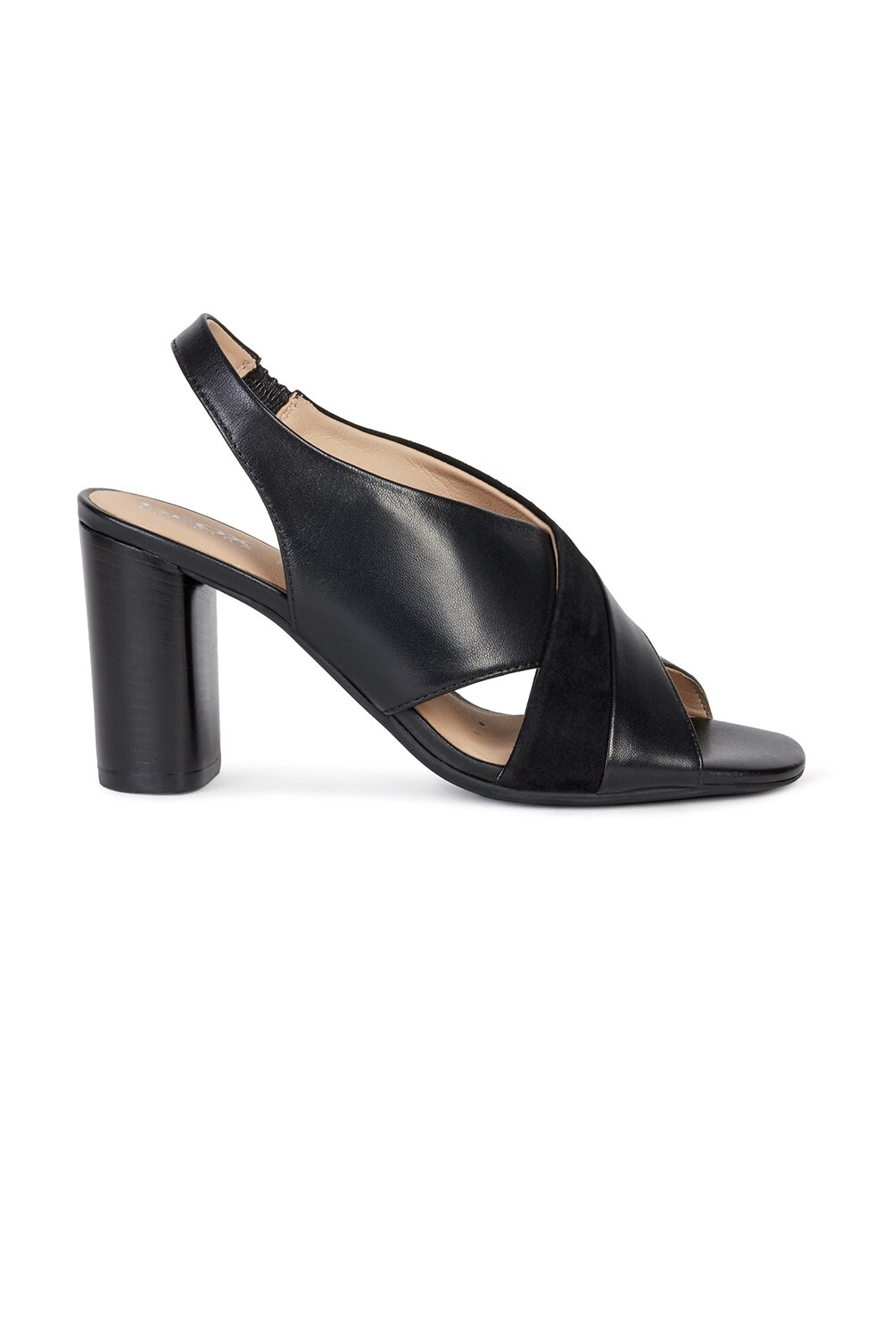 Geox, Sandale din piele si piele intoarsa cu toc masiv