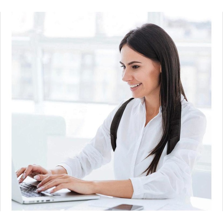 Corector de postura pentru indreptare spate, coloana si umeri, Negru, Marimea S