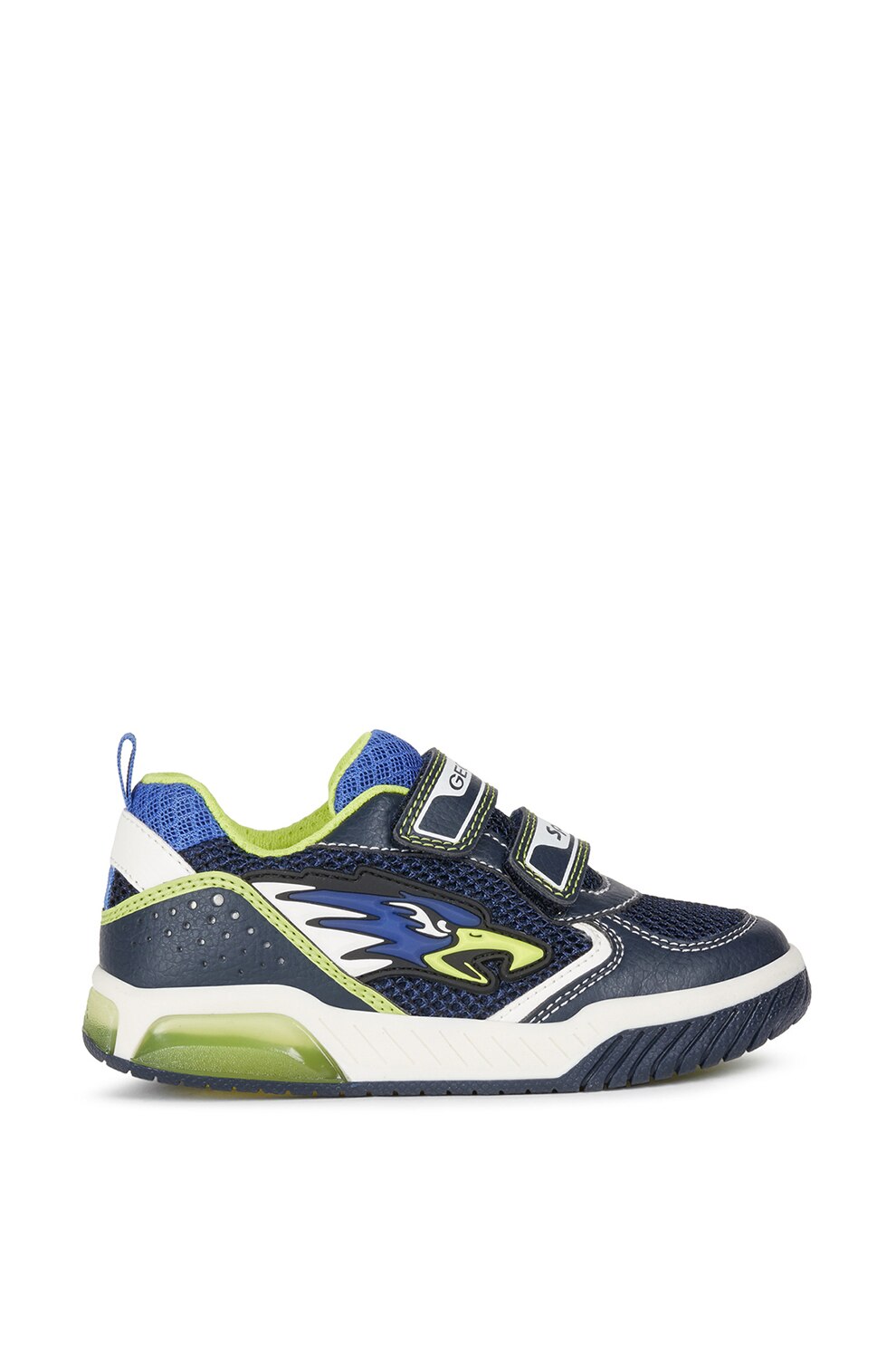 Geox, Pantofi sport de piele ecologica cu insertii de plasa