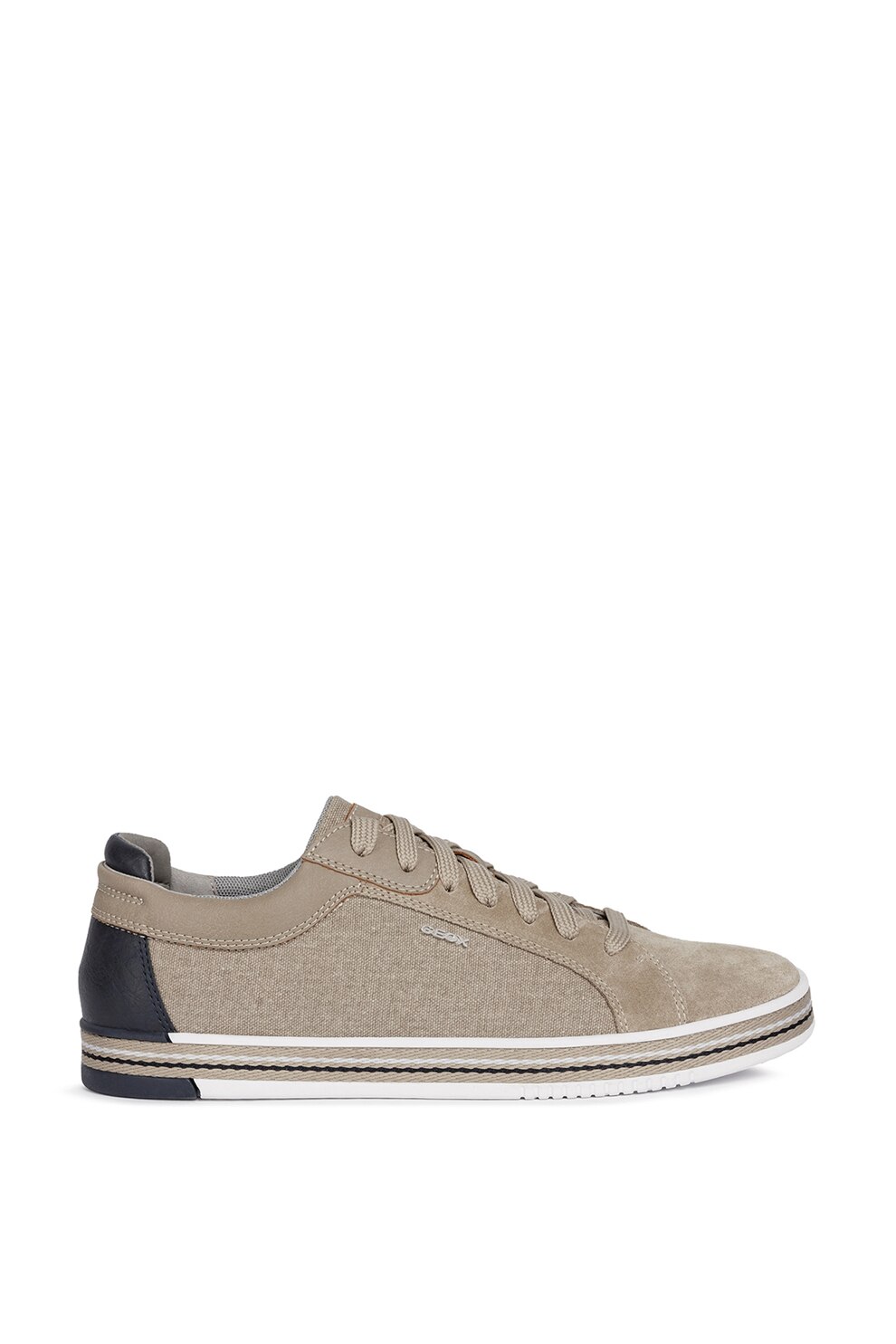Geox, Pantofi sport cu insertii de piele intoarsa, Maro nisip, 44