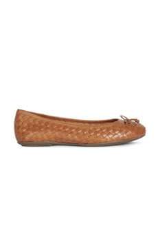 Geox, Balerini de piele cu aspect impletit, Maro caramel, 36 Geox, Balerini de piele cu aspect impletit, Maro caramel, 36