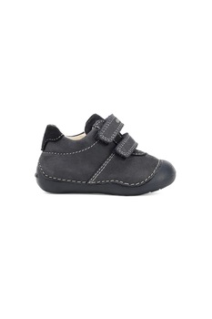 Geox, Pantofi de piele nabuc cu amortizare si cusaturi contrastante, Gri inchis, 18 EU Geox, Pantofi de piele nabuc cu amortizare si cusaturi contrastante, Gri inchis, 18 EU