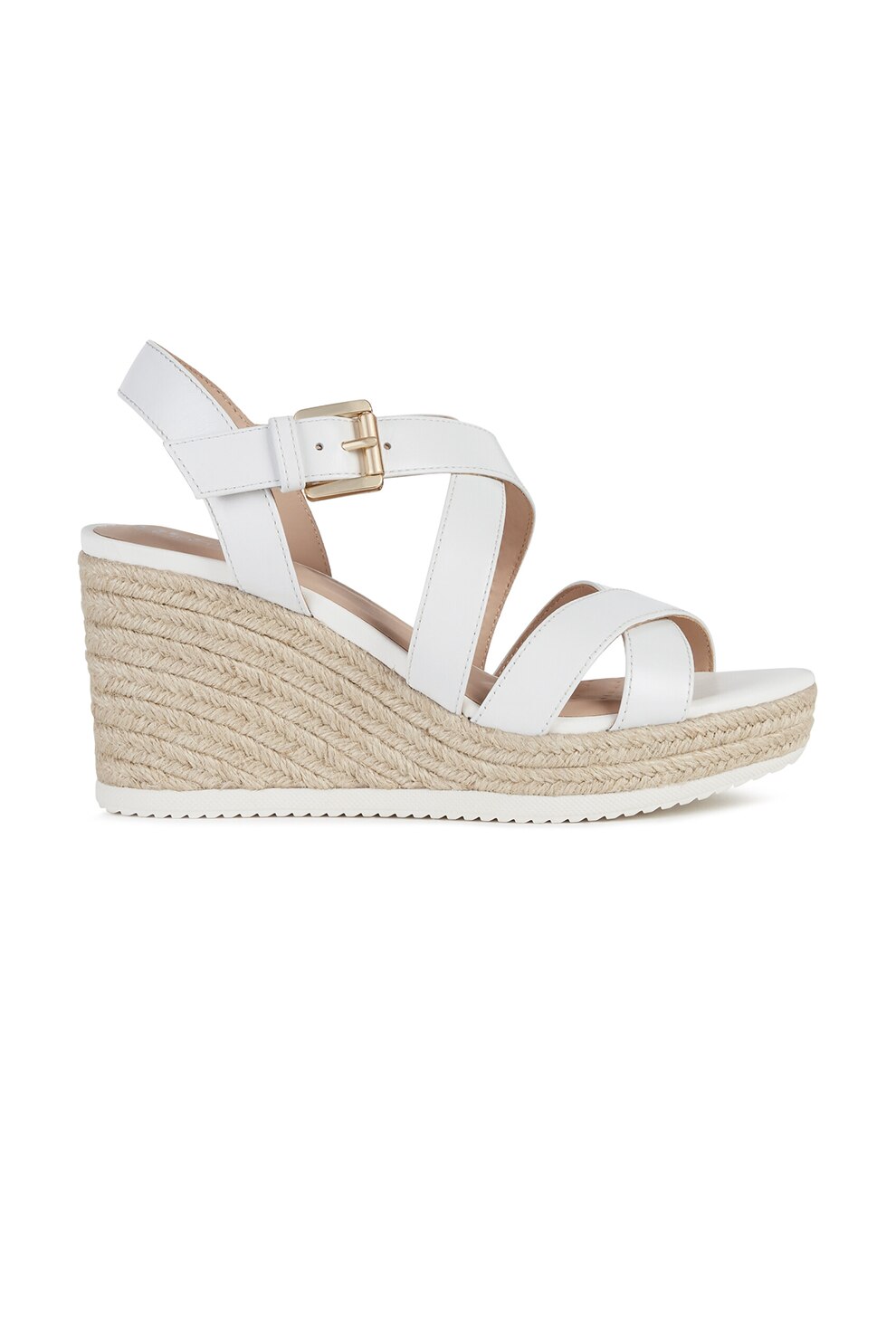 Geox, Sandale wedge tip espadrile de piele cu amortizare Ponza