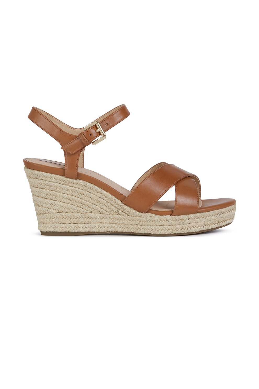 Geox, Sandale wedge tip espadrile de piele