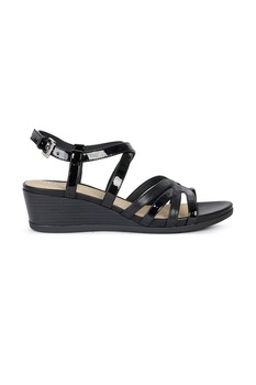 Geox, Pantofi slingback de piele ecologica lacuita cu barete multiple Geox, Pantofi slingback de piele ecologica lacuita cu barete multiple