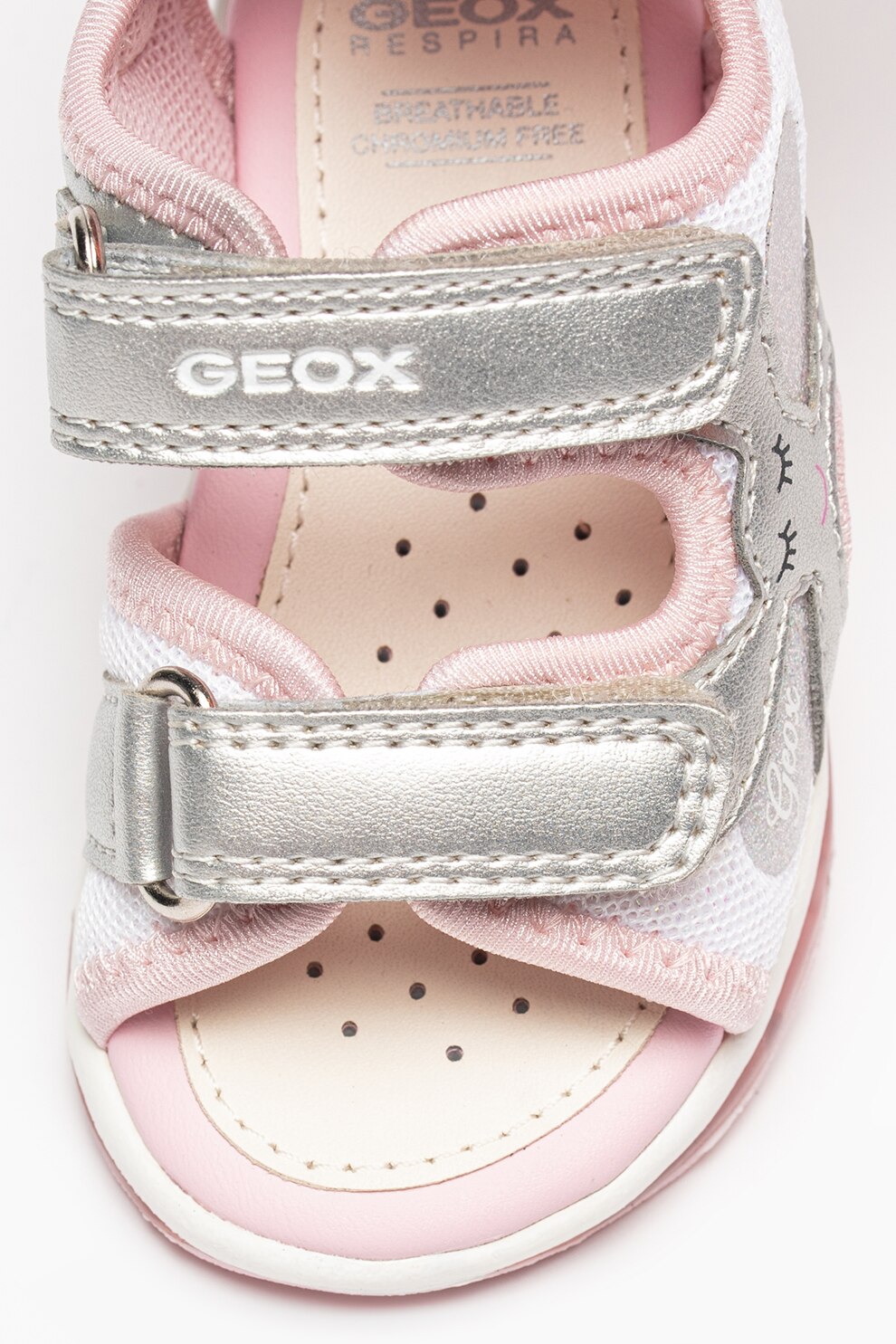 Geox, Сандали Todo с велкро и текстил, Сребрист, розов, 20 EU - eMAG.bg