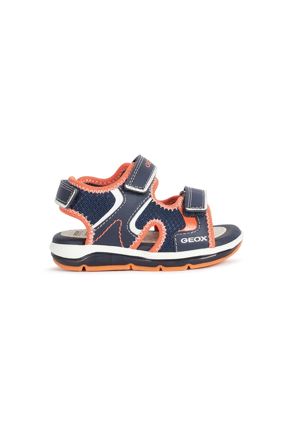 Geox, Sandale cu velcro si garnituri de piele ecologica