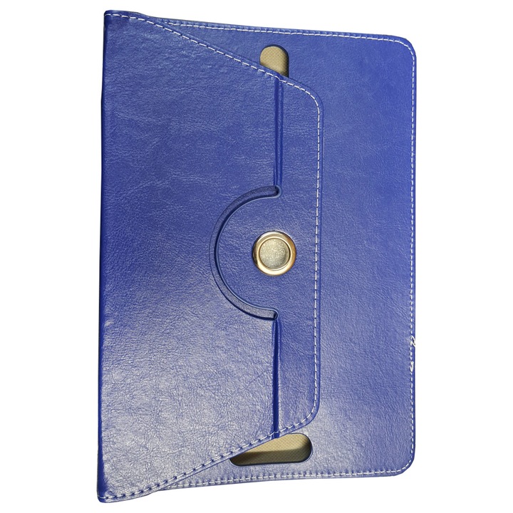 Husa Book Case Universal pentru tablete 10", rotativa 360 grade, albastra, piele ecologica, stand pentru ajustare pozitie verticala