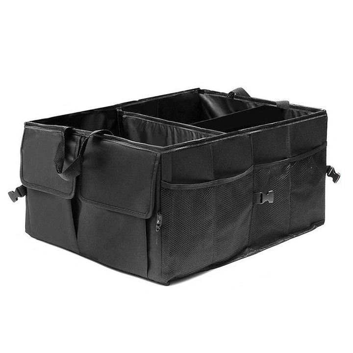 Összecsukható autós rendszerező csomagtartóhoz, 38x52x27 cm, fekete színű