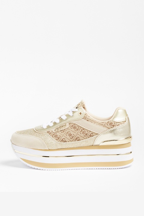 Guess, Pantofi sport flatform de piele ecologica