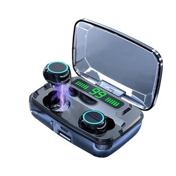 Casti Audio M11 In-Ear, Wireless (Fara fir), baterie 2200mAh, Bluetooth 5.0, Pairing automat, Touch Control, True Wireless, Black Casti Audio M11 In-Ear, Wireless (Fara fir), baterie 2200mAh, Bluetooth 5.0, Pairing automat, Touch Control, True Wireless, Black