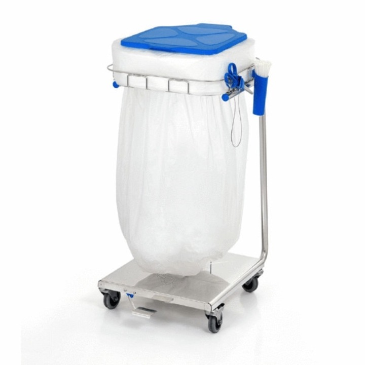 Cos de podea cu rotile, Longopac, Dynamic Maxi Pedal, 100 l, gri