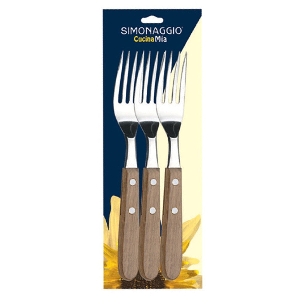 Set 3 bucati Furculita SIMONAGGIO CUCINA MIA cu maner lemn