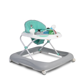 Premergator Moni Sharky cu roti de silicon, lumini si sunete, Turcoaz Premergator Moni Sharky cu roti de silicon, lumini si sunete, Turcoaz