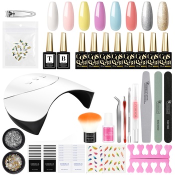 Kit oja semipermanenta Coscelia, Cu lampa LED/UV 36W, 8 oje si instrumente pentru manichiura si pedichiura Kit oja semipermanenta Coscelia, Cu lampa LED/UV 36W, 8 oje si instrumente pentru manichiura si pedichiura