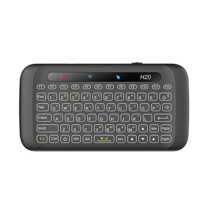 Tastatura smart Phuture® H20 air mouse si touch panel rotativ, iluminata, wireless, tastatura, PnP, qwerty pentru Smart TV, tableta, laptop