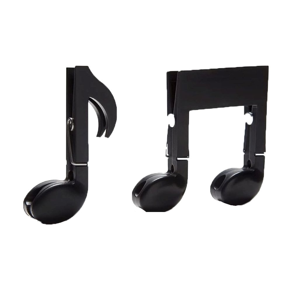 Set 2 Cleme pentru haine, model Note muzicale, 14x2x21.5 cm, din plastic, culoare negru
