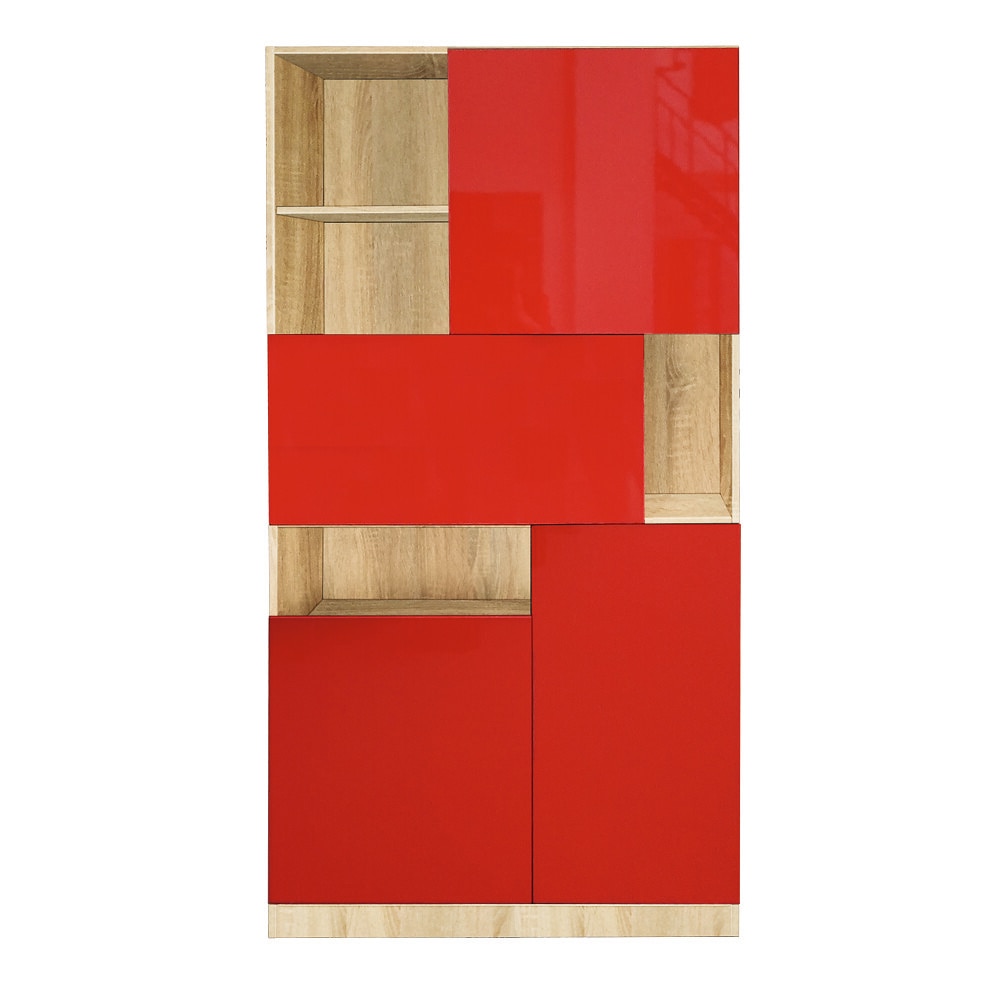 Biblioteca Giswill, pal Sonoma/ MDF Rosu acril , 101 x 42 x 189 cm